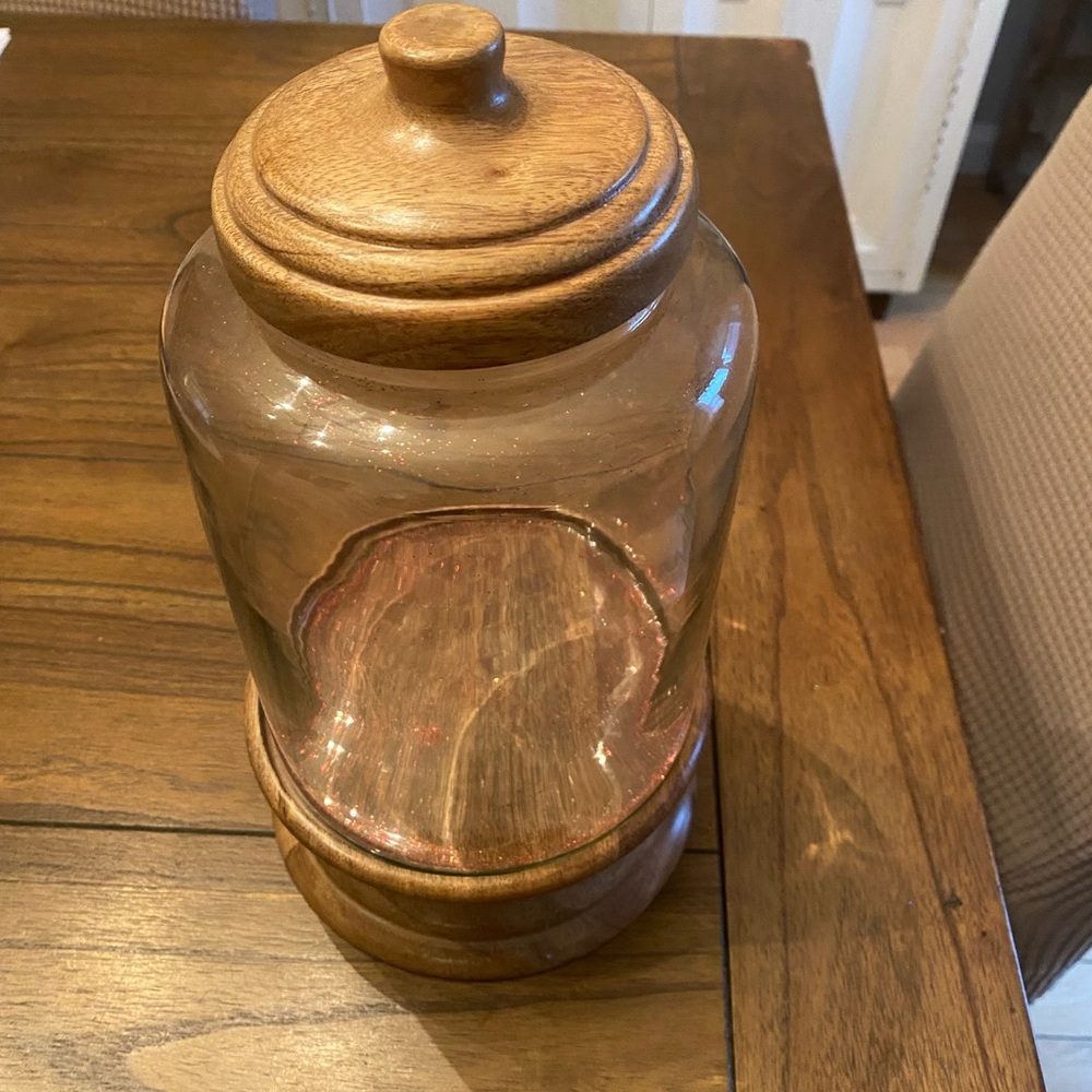 Pier 1 Imports Glass Canister with Wooden Lid! - Picture 2 of 4